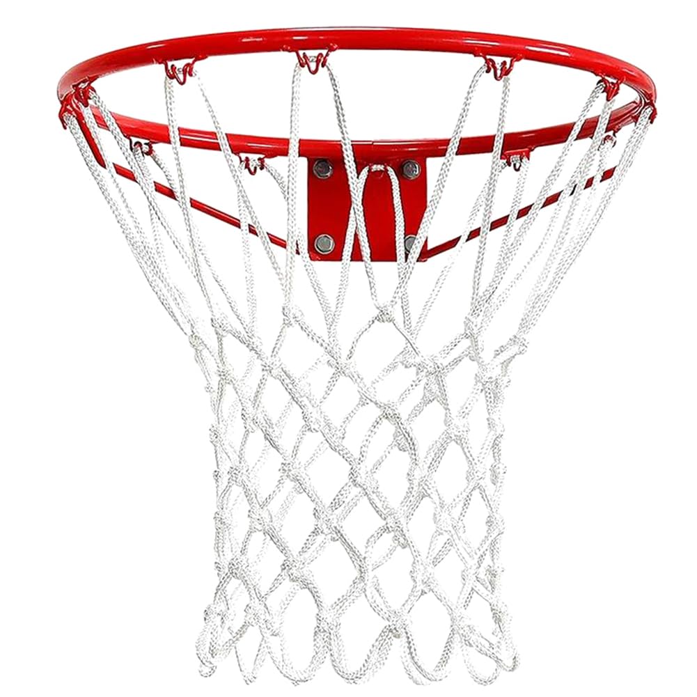 CREATCABIN Basketball Net Replacement Heavy Duty Basketball Hoop Net Polyester Braided White Basketball Net Basketball Accessories Suitable for Outdoor Standard 12 Loops Basketball Hoop