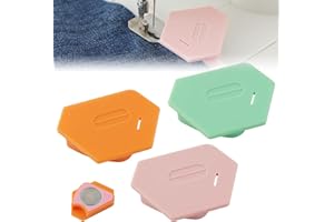 SINSETU 3 Pcs Magnetic Seam Guide for Sewing Machine, Polygonal Multifucntional Seam Guide Hemmer with Scale, Sewing Quilting Supplies Accessories (Pink/Green/Orange)