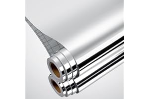 Yenhome Mirror Stickers for Walls 17.7"X118" Peel and Stick Mirror Wallpaper Non Glass Mirror Stickers Reflective Silver Mirror Contact Paper for Cabinets Countertop Flexible Mirror Sheet Mirror Paper