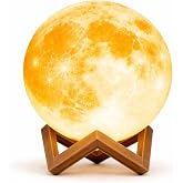 Luminária Lua Cheia 3D Luz Noturna LED com Base de Plástico Luz Noturna Decorativa Realista para Quarto Sala e Escritório Pre