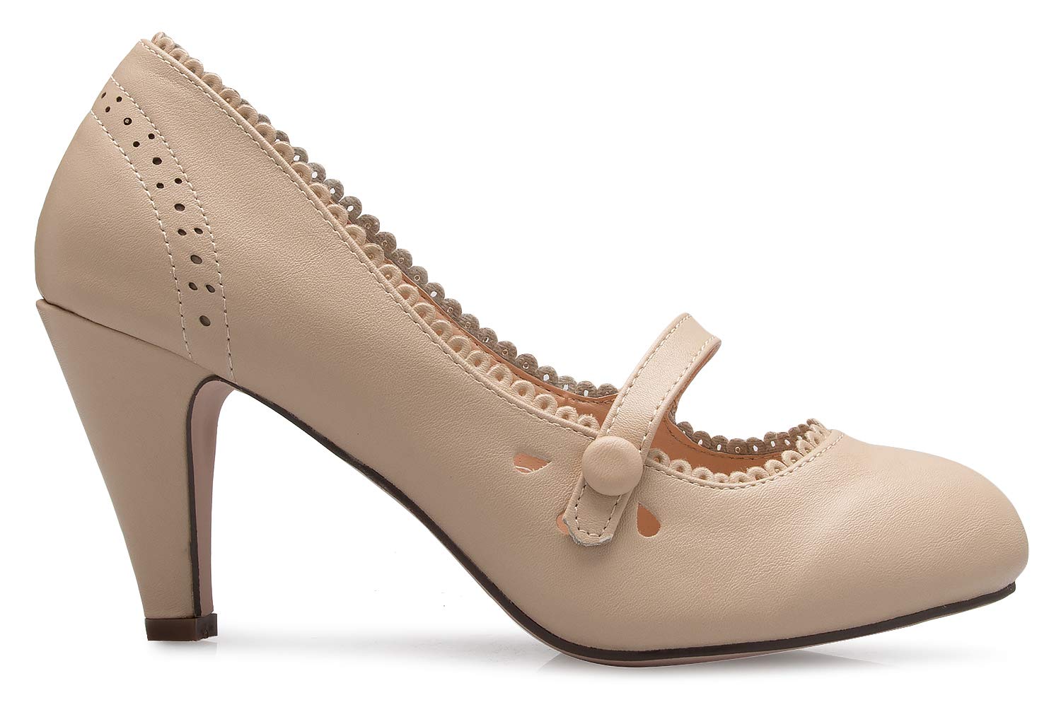 Olivia K Women's Classic Round-Toe Platform Pumps Low Block Heel - Adorable, Comfortable, BLACKNB 8.5 - Image 3