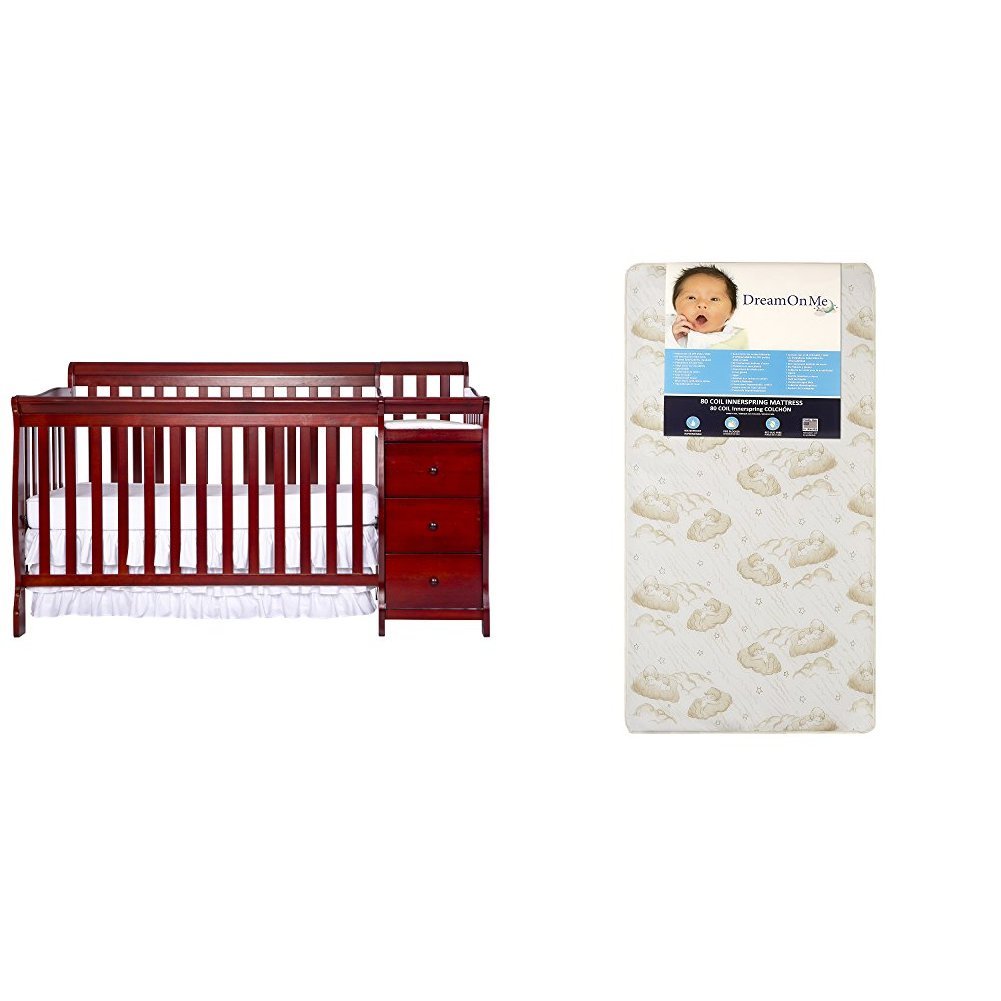 Dream On Me 5 in 1 Brody Convertible Crib with Changer with Dream On Me Spring Crib and Toddler Bed Mattress, Twilight : Baby