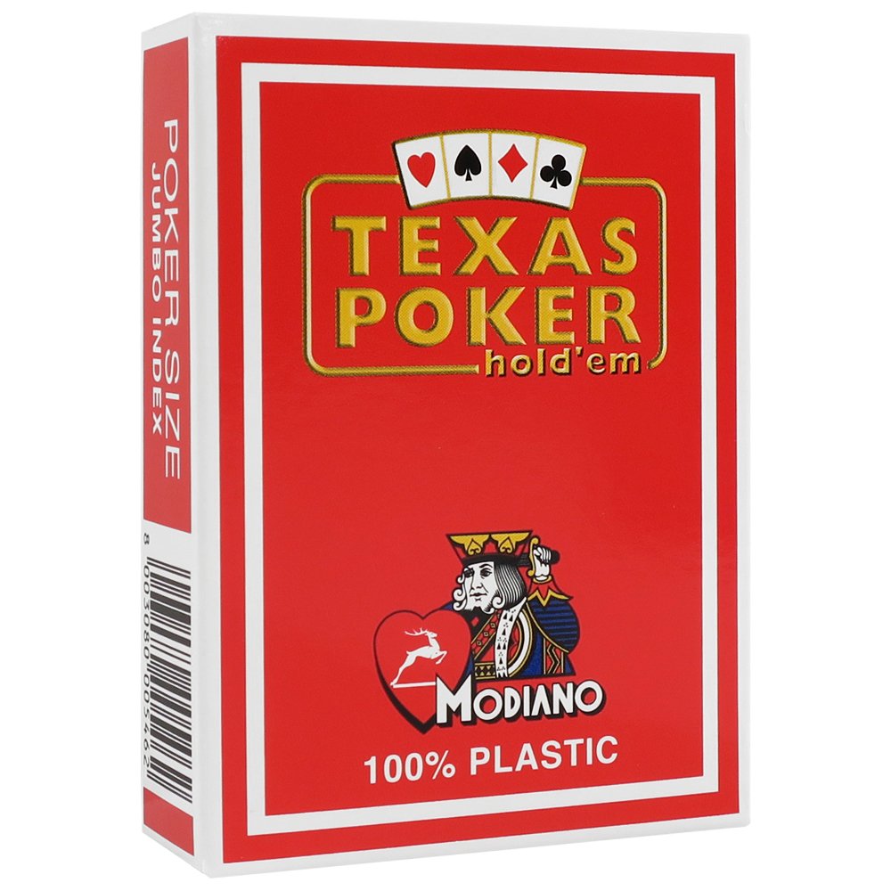 Modiano 300546 Texas Poker Jumbo PVC Red Cards