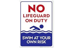 SIGO SIGNS No Lifeguard On Duty Sign, Blue Pool Sign, 10x14 Inches, Rust Free .040 Aluminum, Fade Resistant, Made in USA