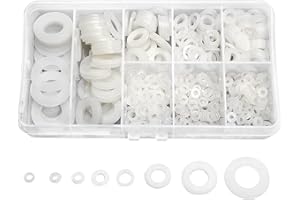 QTEATAK 510 Pcs White Nylon Flat Washer Assortment Kit for Electrical Connections on Household & Commercial Appliances, (M2 M2.5 M3 M4 M5 M6 M8 M10)