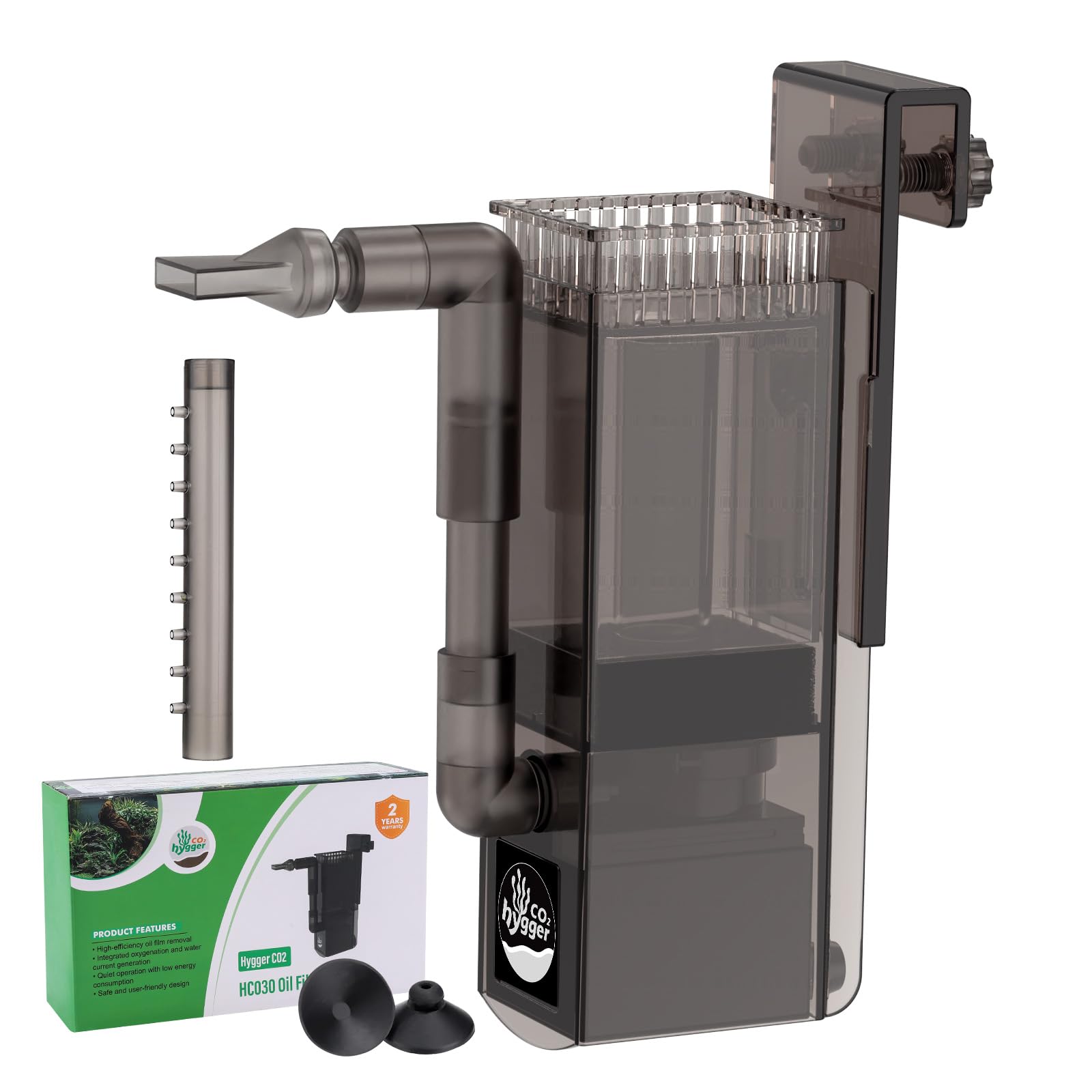 Photo 1 of Hygger CO2 Aquarium Surface Skimmer up to 50 Gallon Aquariums, 132GPH Flow Skimmer with Dual Outlet & Wave Maker Function, 6W