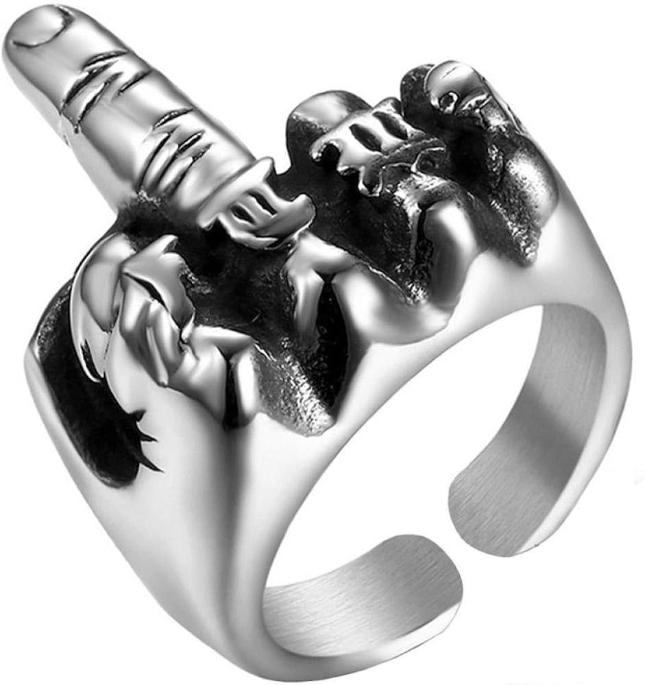 Nobrand Retro Faust Mittelfinger Ring Mannlich Und Weiblich Offnung Verstellbar Ring Amazon De Bekleidung