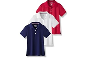 LIBERTY PRO 3 Pack Youth Girls' Performance Polo Shirts, Short Sleeve Pique Collared Kids School Uniform Tops