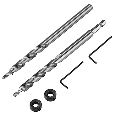 MIKIKI 3/8" Pocket Hole Drill Bit with Depth Stop Collar 1/4 Hex Shank Replacement Twist Step Drills for Kreg Manual Pocket Hole Guide Jig Master System (6.3" Length)