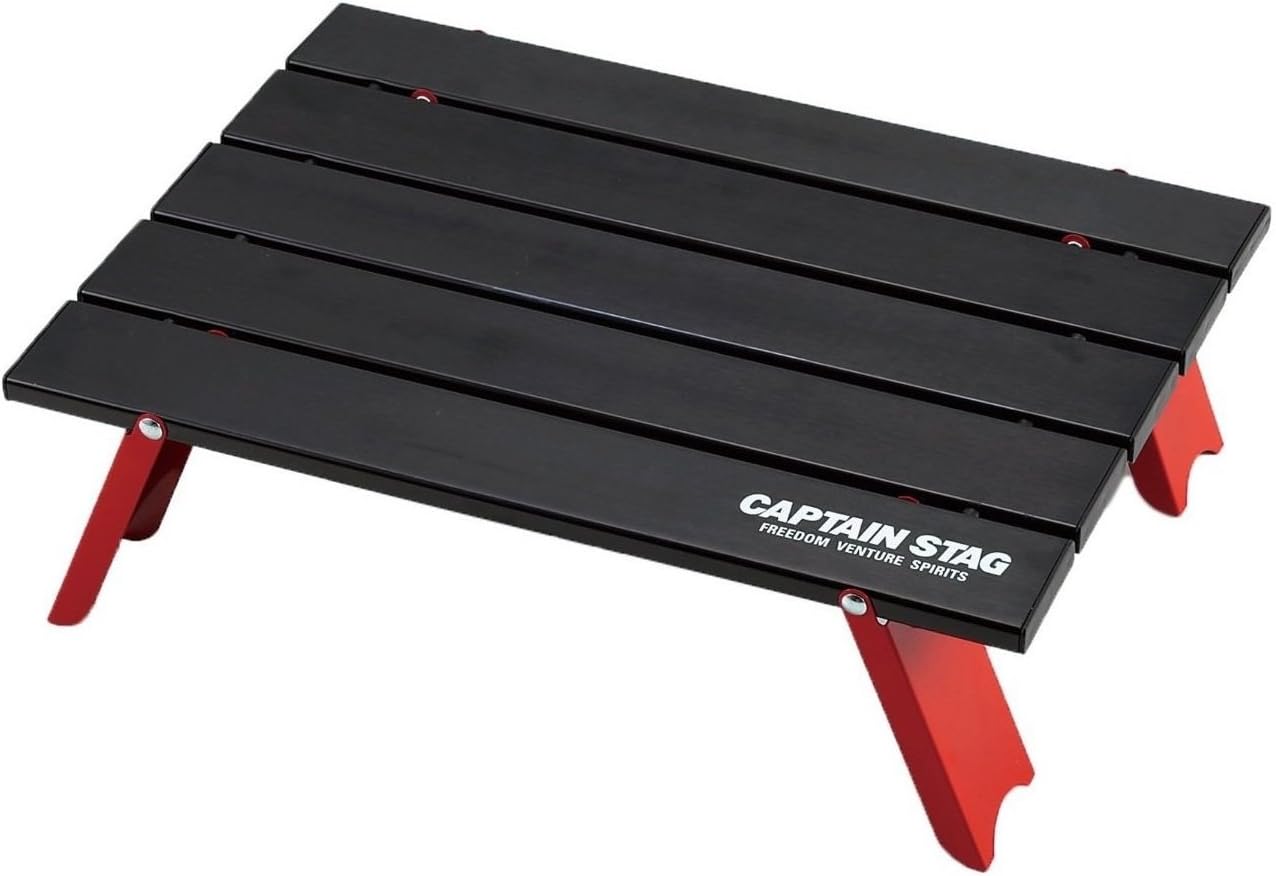 UC-520 Aluminum Roll Table for Camping, Barbecues, Compact, Black