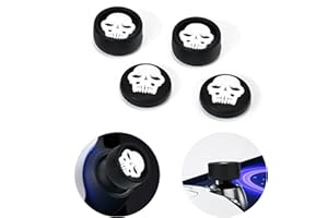 DLseego Thumb Grips Caps for PlayStation Portal Remote Player, Full Protection Anti-Slip & Anti-Scratch Anti-Fingerprint Protective Cartoon Button Cap Cover 4 Thumb Stick Caps - Black Skull