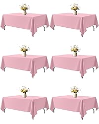 Niuara Pink Fabric Rectangle Table Cloth - 6