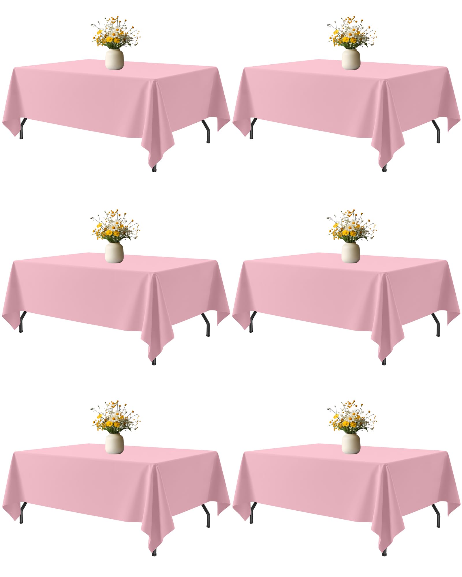 Niuara Pink Fabric Rectangle Table Cloth - 6
