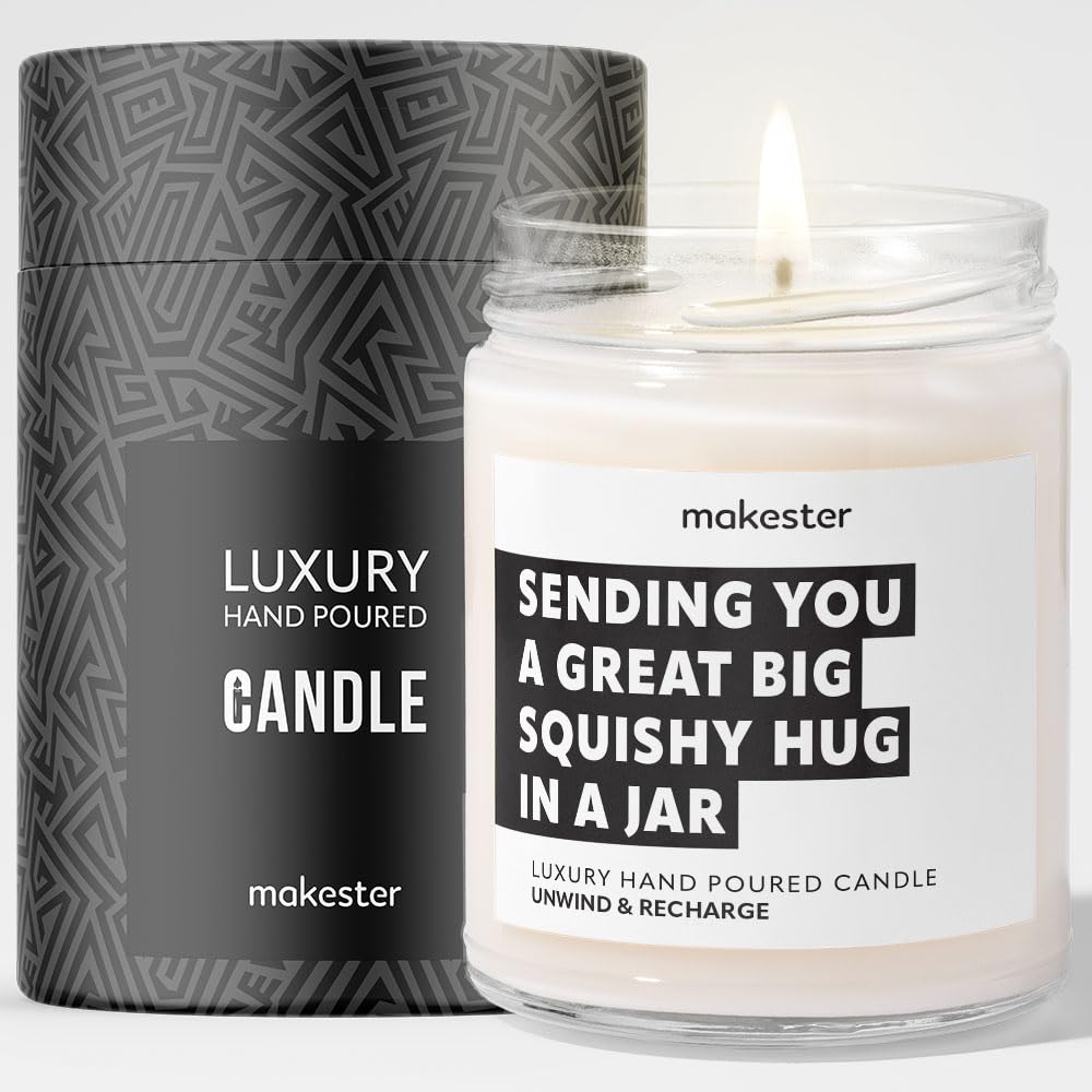 Thinking of You Gifts - Luxury Soy Wax Candle - Vanilla, Jasmine, Sugared Almond - Makester — image 1
