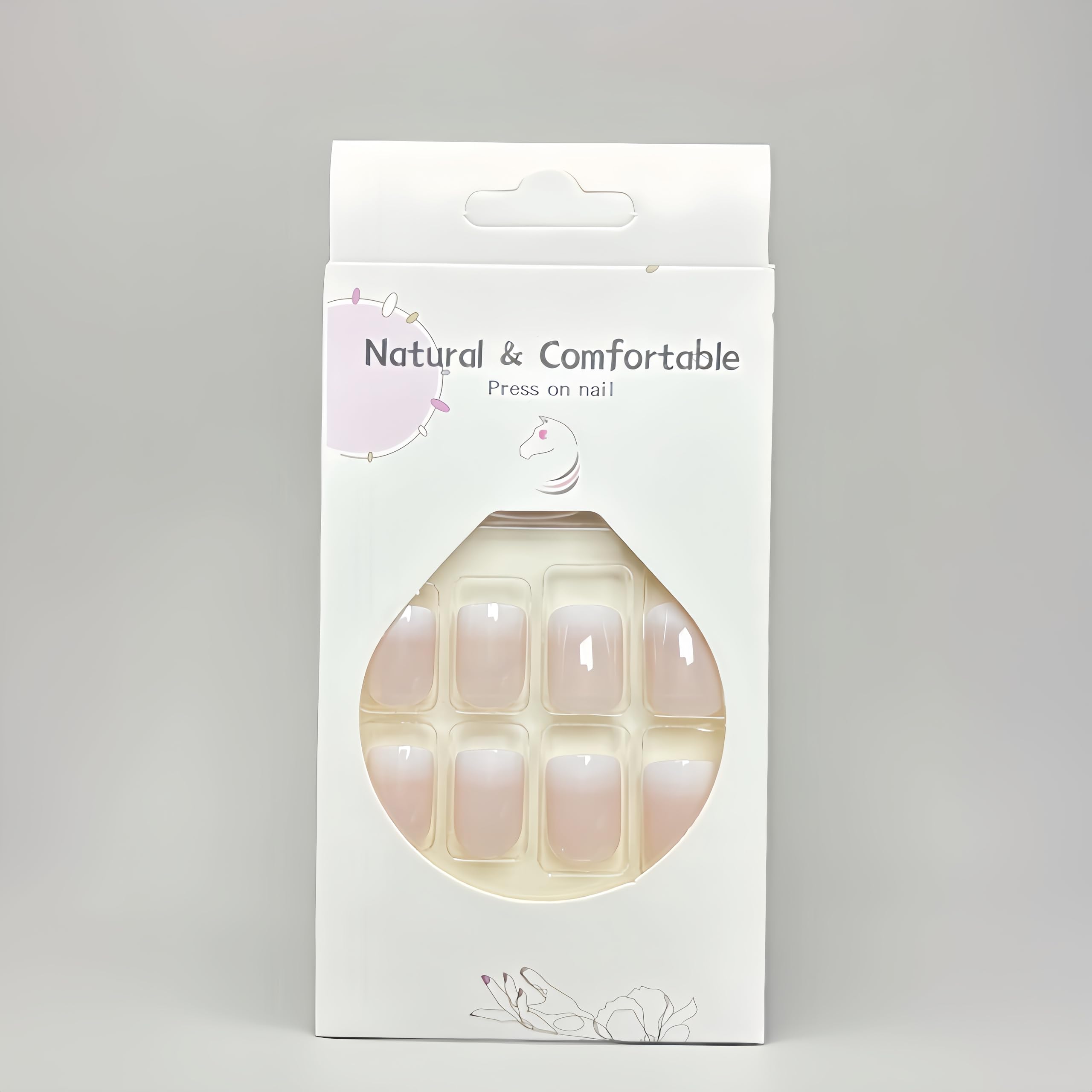 Gradient Pink Press on Nails Short Cute Pink Fake Nails with White Gradient Designs False Nails Glossy Full Cover Stick on Nails Acrylic Ombre Artificial Nails Glue on Nails Press ons for Women 24 Pcs - Image 6