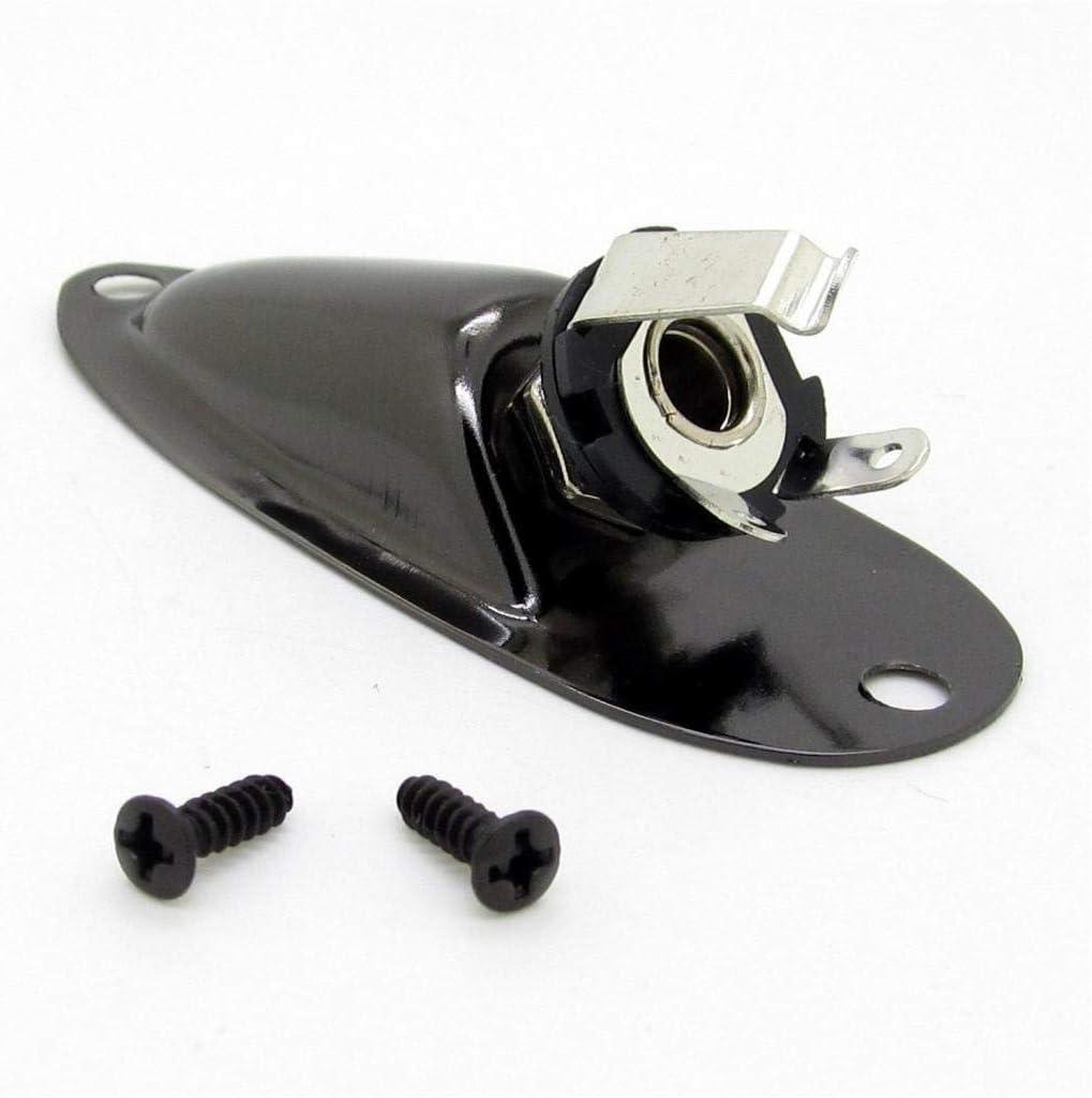 Pxyelec Boat Style 1/4" (6.35mm) Pickup Output Input Jack Plug Socket for FD Strat Mono Electric Guitar Replacement Parts (Black) - Image 5