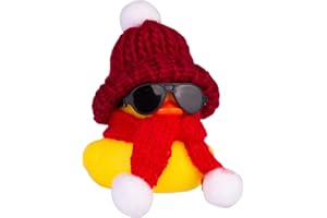 CoFuBcad Rubber Duck Car Decoration - Cute Duck Car Ornaments with Mini Beanie Hat, Scarf and Sunglasses, Christmas Day