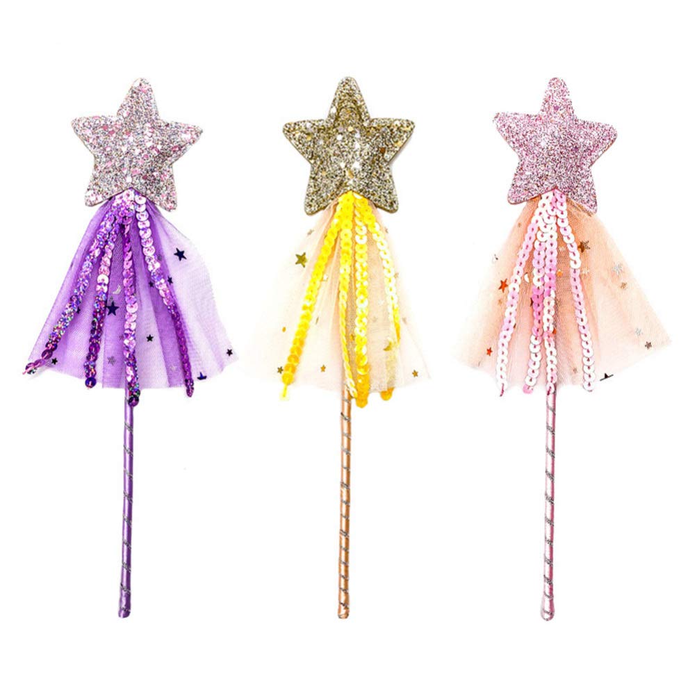 PRETYZOOM 3pcs Princess Wand Kit Girls Magical Toy Angel Star Wands Wands Party Dress Up Costume Cosplay Toy