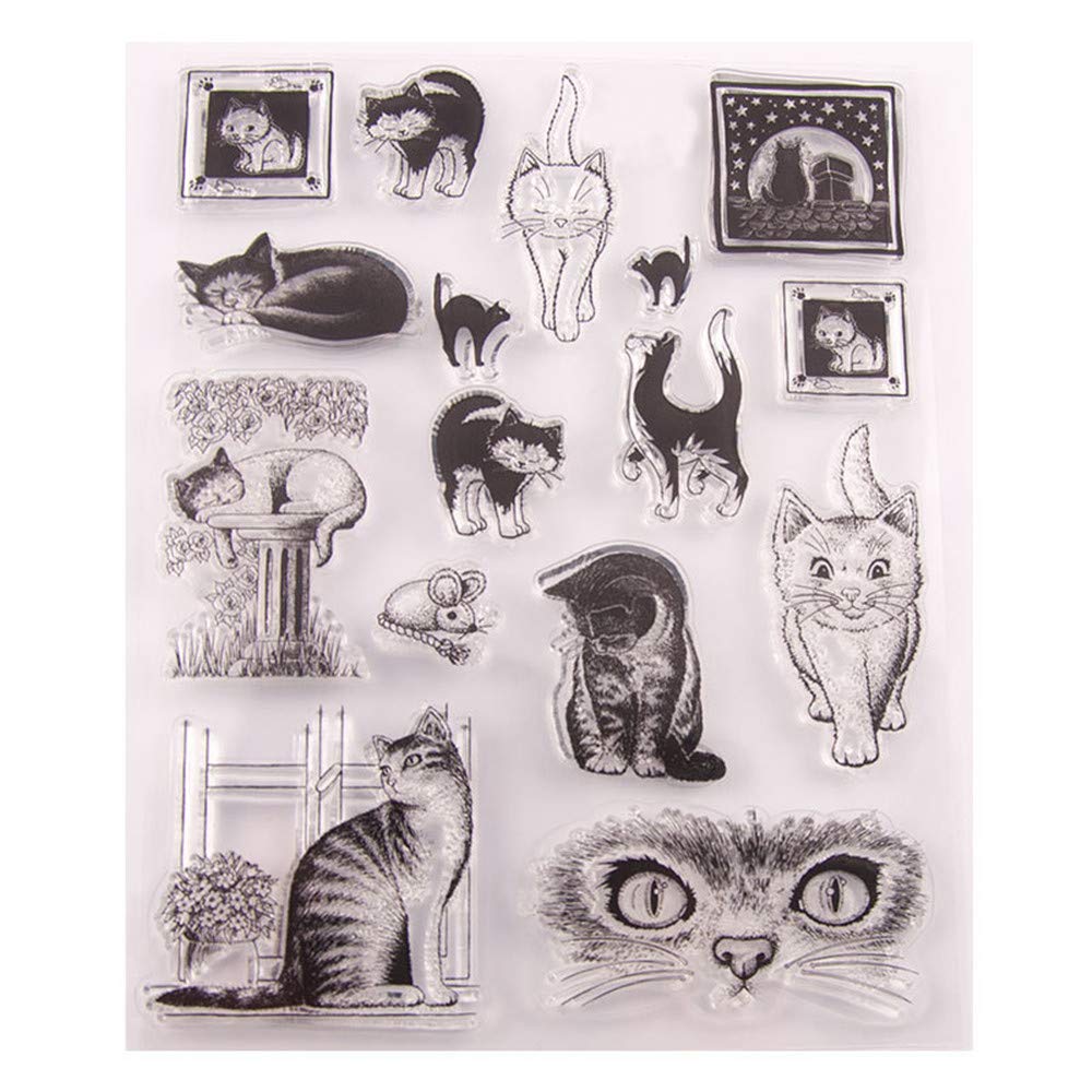 arriettycraft Furry Cats Meow Pet Rubber Clear Stamp/Seal Scrapbook/Photo Album Decorative Card Making Clear Stamps