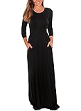 Dearlovers Womens 3/4 Sleeve Loose Plain Casual Maxi Dress with Pockets