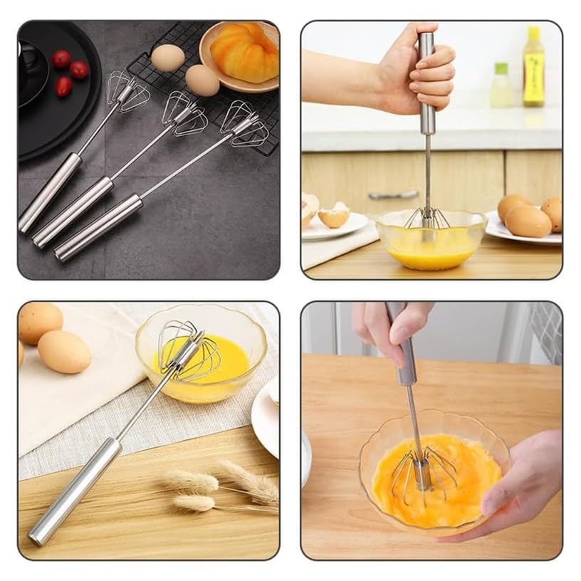 Handmixer, Halbautomatischer Schneebesen aus Edelstahl, Rotierender Halbautomatischer Eierschläger, Handrührgerät zum Kochen von Eiern und Milch in der Küche zu Hause (14 Inche) 7