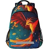 Fire Phoenix Backpack bookbag for Boys Girls, Elementary Schoolbag Travel Bag Casual Daypack Rucksack for Students