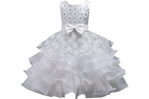 DreamHigh Wedding Flower Girl's Ruffles Lace Cute Bow Waist Evening Dress up