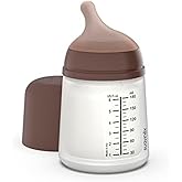 Suavinex Zero Zero Anti Colic Baby Bottle, No 1 Spanish Baby Bottle Brand, Minimizes Bottle Rejection & Nipple Confusion, Perfect for Breastfeeding Babies, 6oz/180mL, Deep Tone, Adaptable Flow Nipple