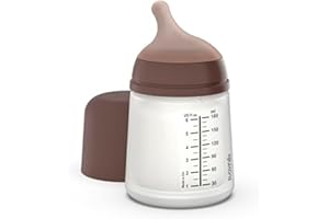 Suavinex Zero Zero Anti Colic Baby Bottle, No 1 Spanish Baby Bottle Brand, Minimizes Bottle Rejection & Nipple Confusion, Perfect for Breastfeeding Babies, 6oz/180mL, Deep Tone, Adaptable Flow Nipple