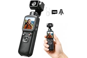 VETEK 4K Vlogging Camera,75MP Pocket Digital Camera for YouTube with 330° Rotating Lens,WiFi,1.72" Touch Screen,Face Tracking,16GB TF Card & Tripod,Handheld Camera for Daily Recording(Gunmetal)