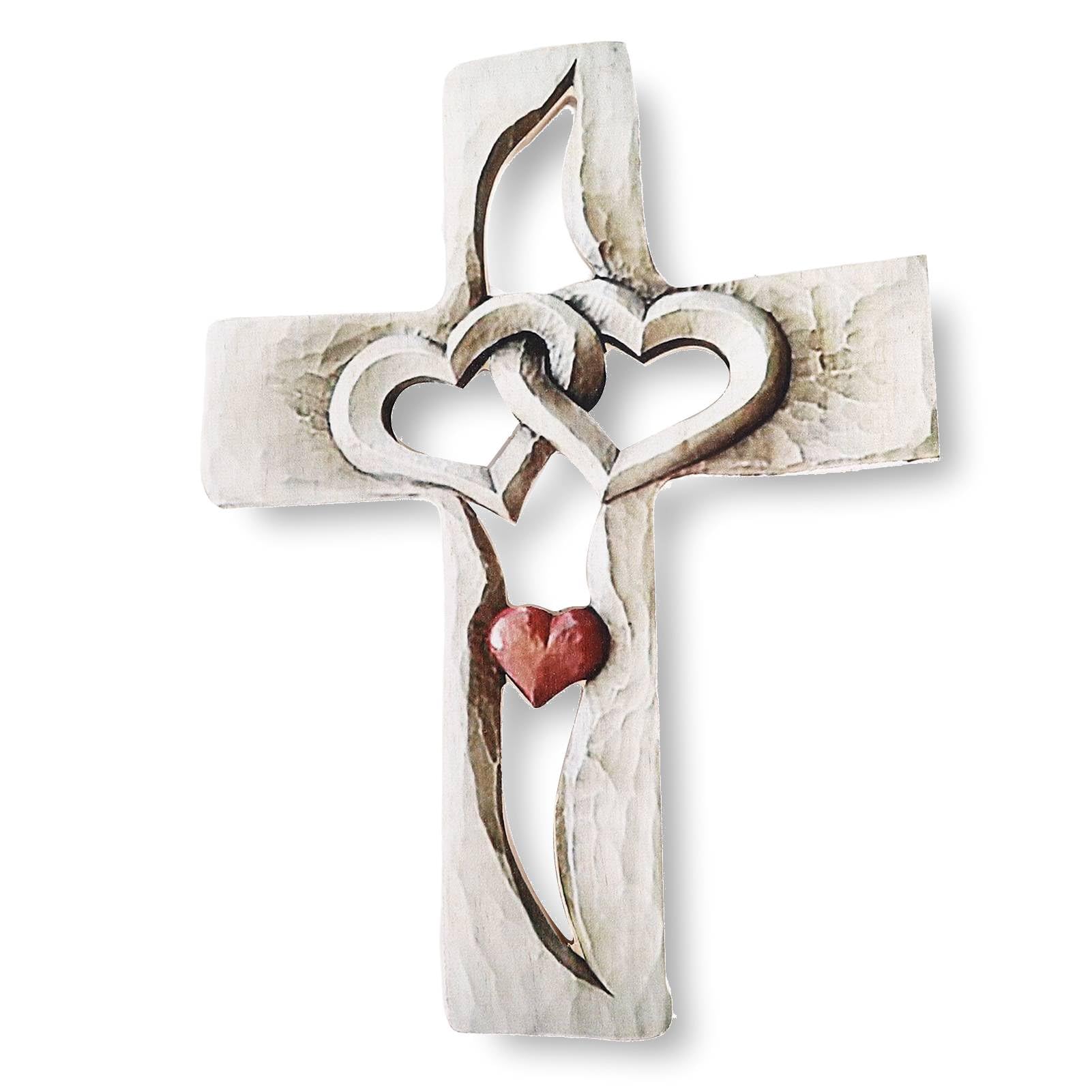 Uxsiya Wooden Cross,Hand Carved Wood Cross Fade Resistant Red Cross Wall Hanging Decoration for Living Room Bedroom Office