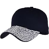 Shiny Rhinestone Brim Baseball Cap for Women Girls Sparkle Velcro Ponycap Adjustable Mesh Trucker Hat Outdoors Sun Cap