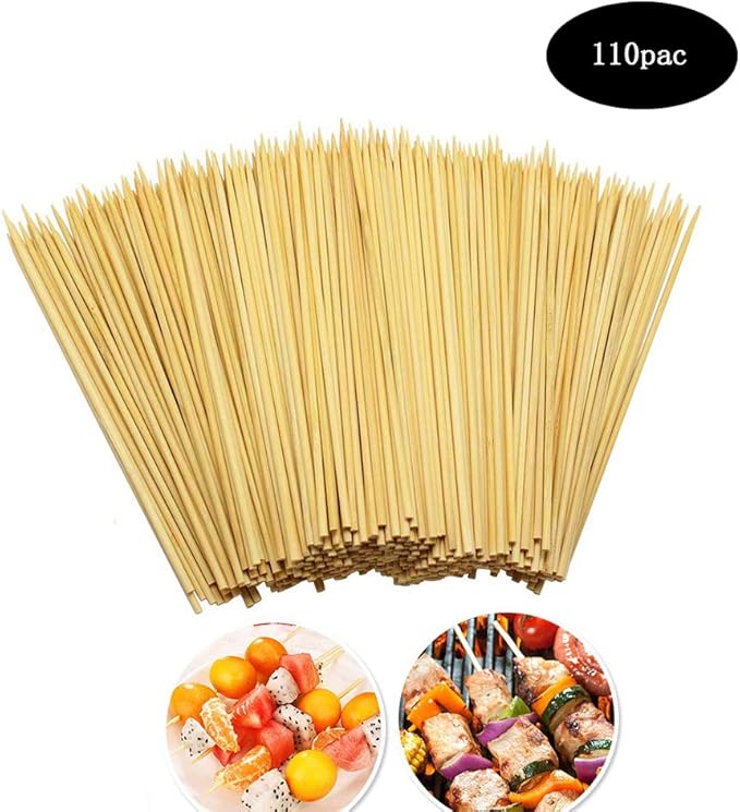 110 Pieces Barbecue Bamboo Stick,Wooden BBQ Skewers,Bamboo Skewers
