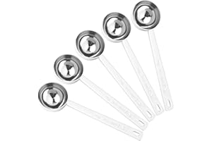 AUEAR, 5 Pack Coffee Measuring Scoop 304 Stainless Steel Spoon 1 Tablespoon Spoons Kitchen Scoops with Long Handle for for Home Coffee Milk Tea Sugar Powder Silver 30ml