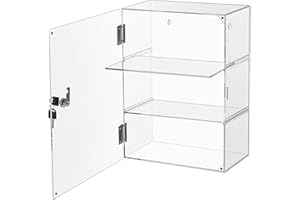 Barydat Acrylic Display Case with Lock Key Countertop Display Case Clear Showcase Display Cabinet Multi Functional Safe Storage Box for Retail Store (Removable 3 Tier,11.8 x 5.9 x 15.7 Inch)