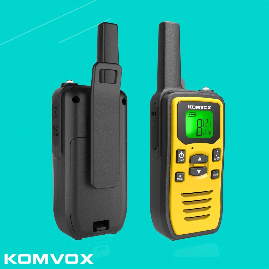 Professional Rechargeable Walkie Talkies Long Range for Adults Two Way Radio 22 Channels VOX Scan LCD Display with LED Flashlight Ideal for Field Survival Biking and Hiking Camping Travel Excursion