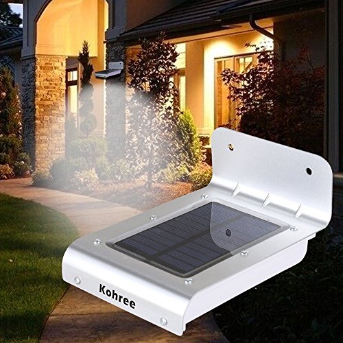 Kohree 16 Super Bright LED Wireless Solar Powered Motion Sensor Light Outdoor Garden Patio Path Deck Yard Stair Outside Wall Mount Gutter Fence Security Lamp