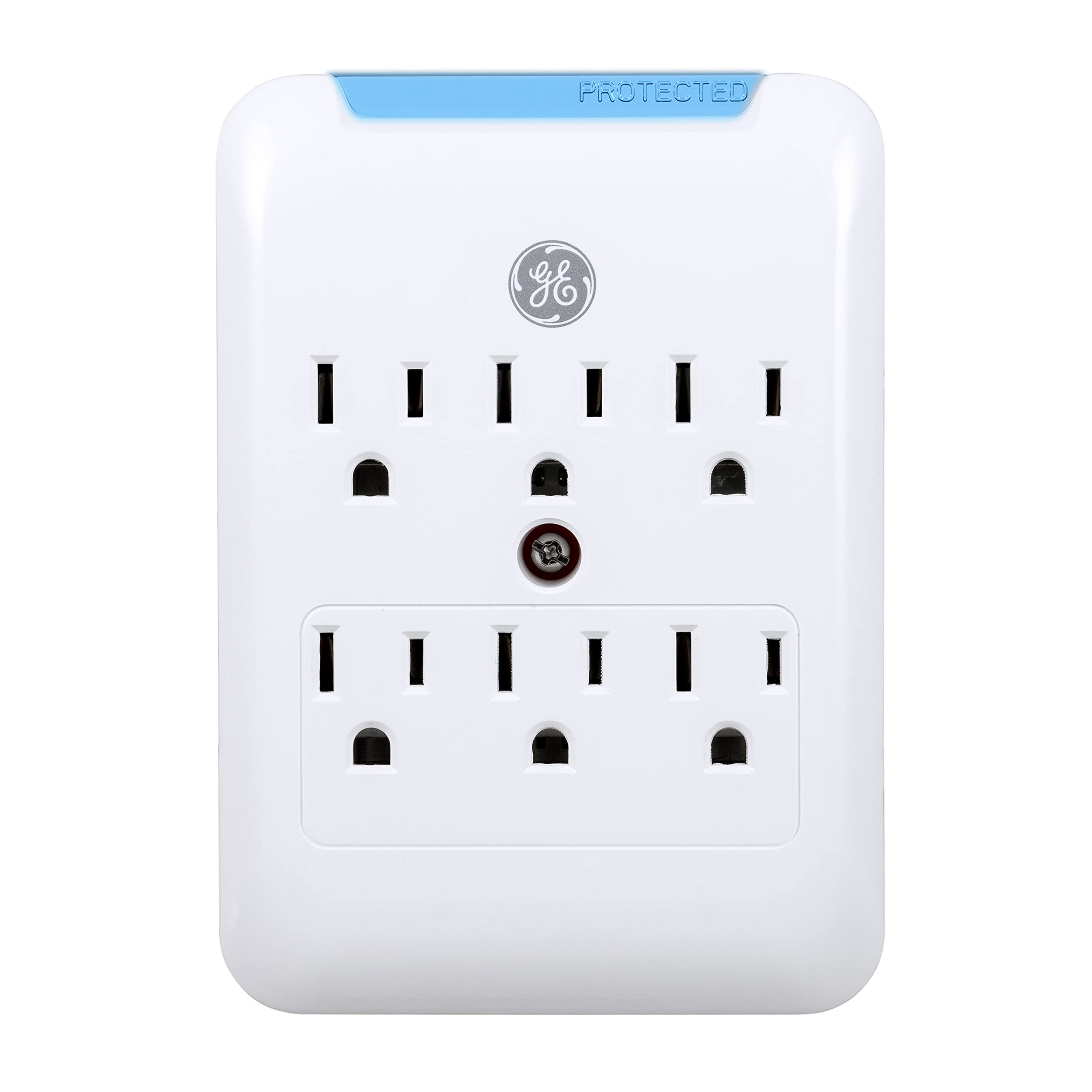 Photo 1 of GE Pro 6-Outlet Extender, Surge Protector, Charging Station Wall Tap, Protected Indicator LED, 3-Prong, 540 Joules, Warranty, UL Listed, White, 38431