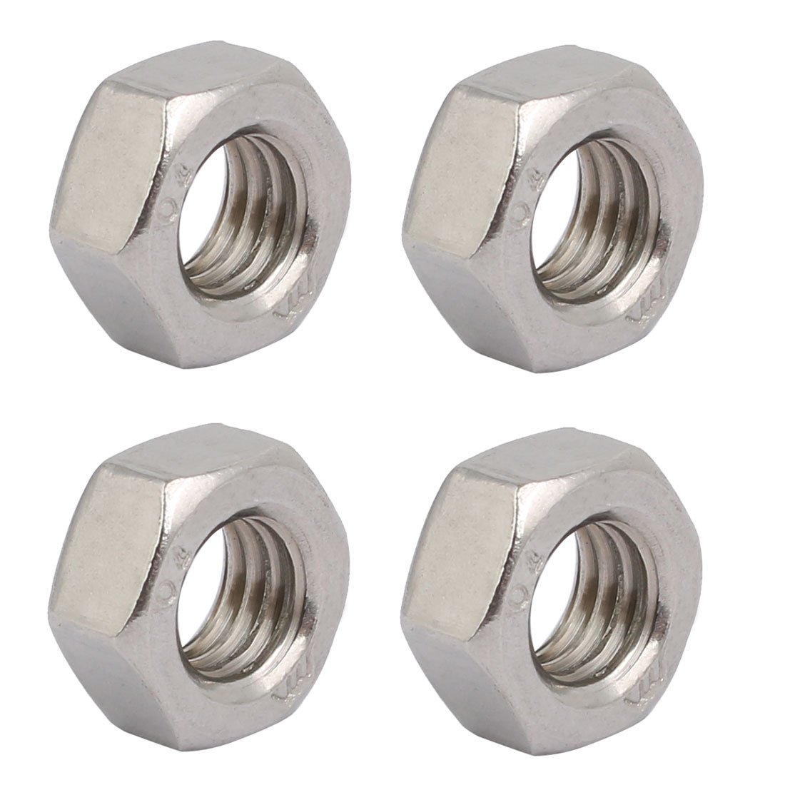 Sourcingmap 4pcs M8 x 1.25mm Pitch Metric Thread 201 Stainless Steel Left Hand Hex Nuts