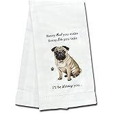 E&S Pets 711-31 Pug Dog Kitchen Towel, Off-white