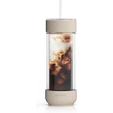 Ember Cold Tumbler 16 oz &ndash; Insulated Glass Iced Coffee Cup with Straw &amp; Spill-Proof Lid, Keeps Drinks Cold, Eliminates Condensation, Modern Double-Wall Design, Sandstone