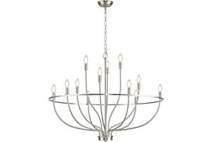 FookChak 12-light Nickel Chandelier 36in Foyer Chandelier for Living Room,dining room,Restaurant,Hotel,E12