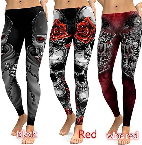 Plus Size Punk Style Womens Skull Leggings High Elastic Gym Fashion Fitness Leggings Sports Yoga Pants