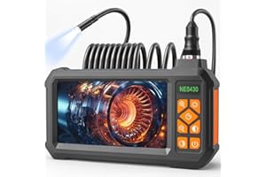 BINAZON Endoscope Borescope Camera with Light, 4.3" IPS HD Garage Inspection Camera Tools, IP67 Waterproof Drain Pipe Borescope, 8 LEDs, 16.5FT Semi-Rigid Cable for Sewer, Automotive Engine, HVAC, Pipe