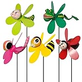 Garden Decor Pinwheels, 5-Pack Colorful 3D Lovely