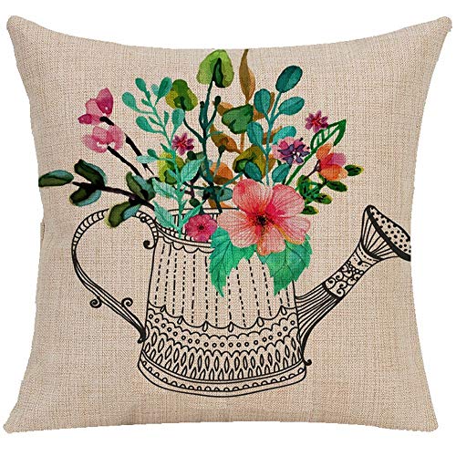 image for Wilproo Hello Spring Decorative Pillow Covers, Wreath Bicycle Flower B