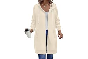 Long Zip Up Hoodie Womens Oversized Long Sleeve Tunic Sweatshirts Casual Fall Fleece Jacket Drawstring Coat with Pocket 2025