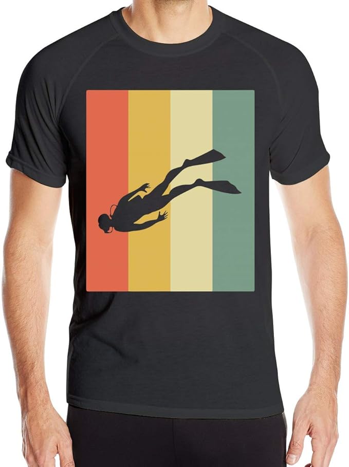 Mens Plain Vintage Scuba Diving ShortSleeved 100 Polyester Sports T