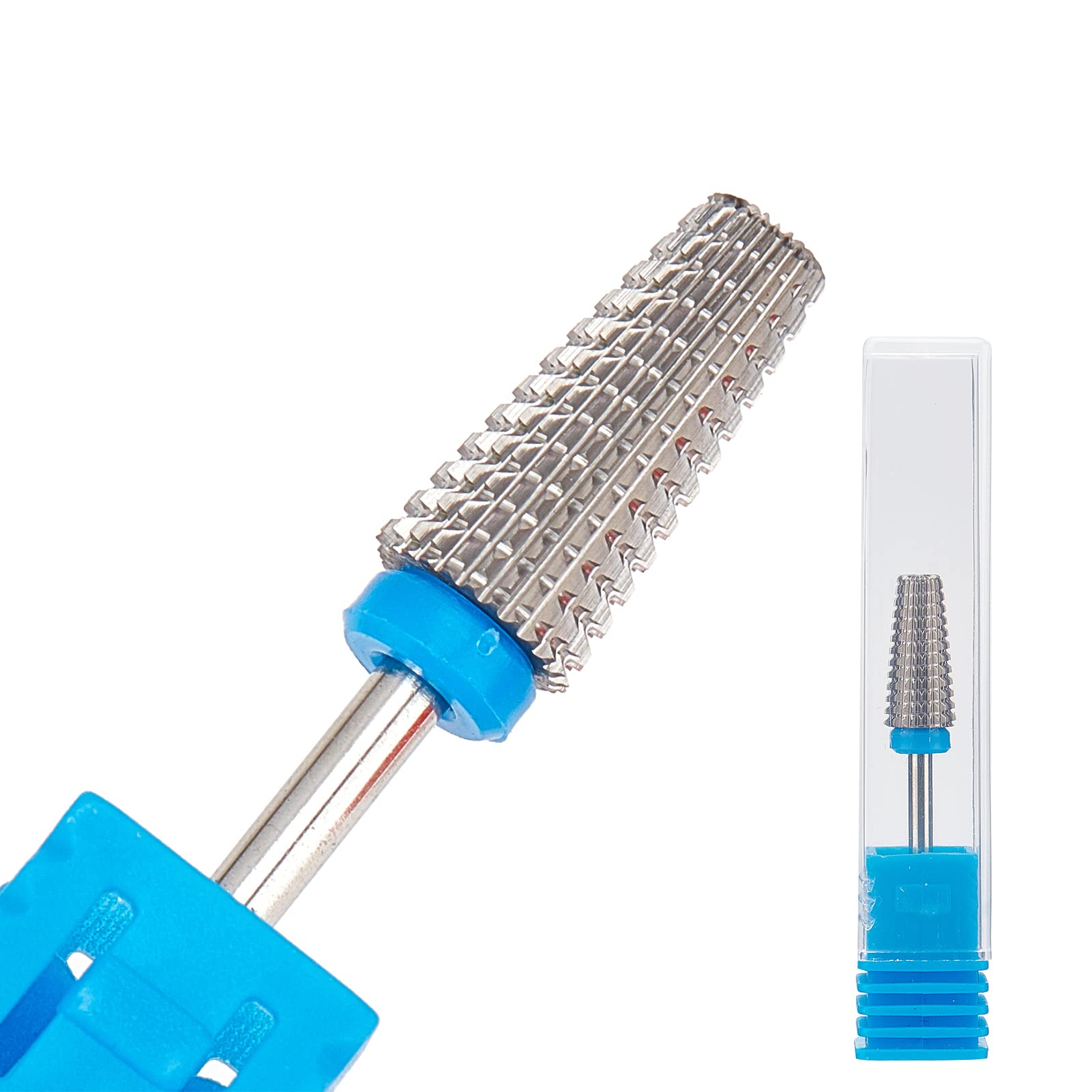 NICENEEDED Tungsten Nail Carbide 5 in 1 Bit, Two Way Rotate use for Both Left and Right Handed, 3/32 Inch Professional Nail Drill Bits for Fast Remove Acrylic or Hard Gel(Silver, Medium)