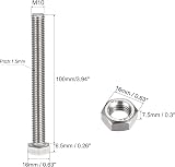 Sourcing Map M10 x 100mm Hex Head Screws Set 4 Kits 304 Stainless Bolts Nuts view 2
